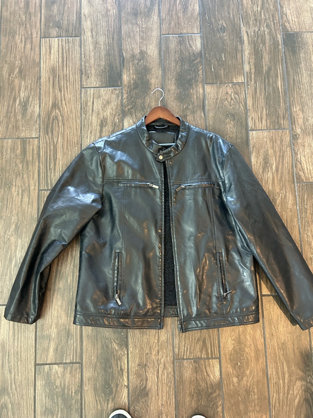 Men's Black Leather Zip-Front Jacket